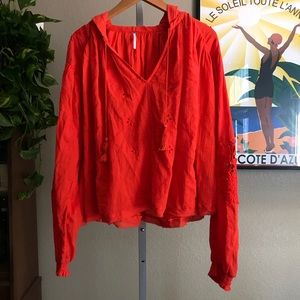 {FREE PEOPLE} Tropical Summer Hooded Shirt